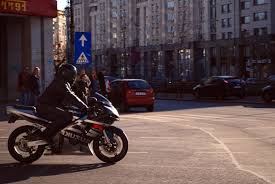 Motorcycle before entering a cross-road