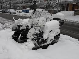 Snow on motorbike